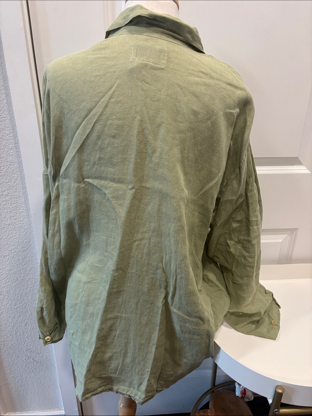 GUC Flax by Jeanne Engelhart Light Olive Linen Relaxed Button-Down Shirt - Picture 9 of 9